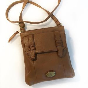 Fossil brown crossbody leather handbag